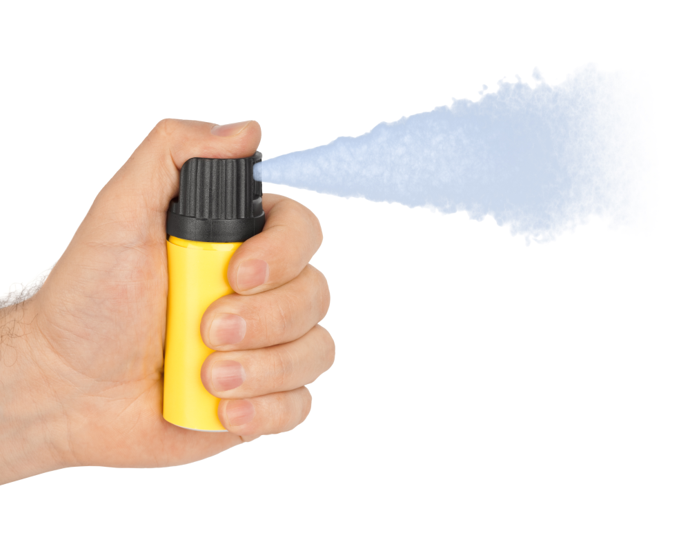 Darstellung der richtigen Bedienung von Pfefferspray